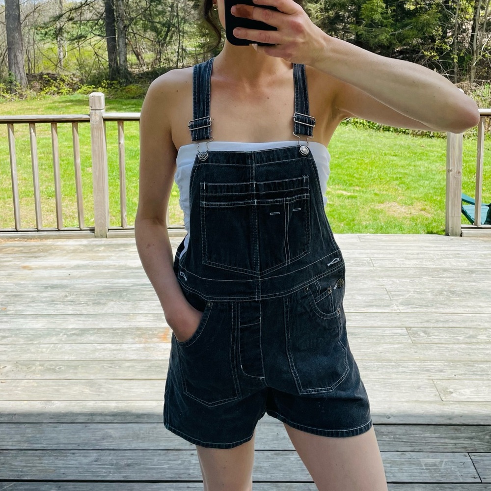Faded Black Short Overalls